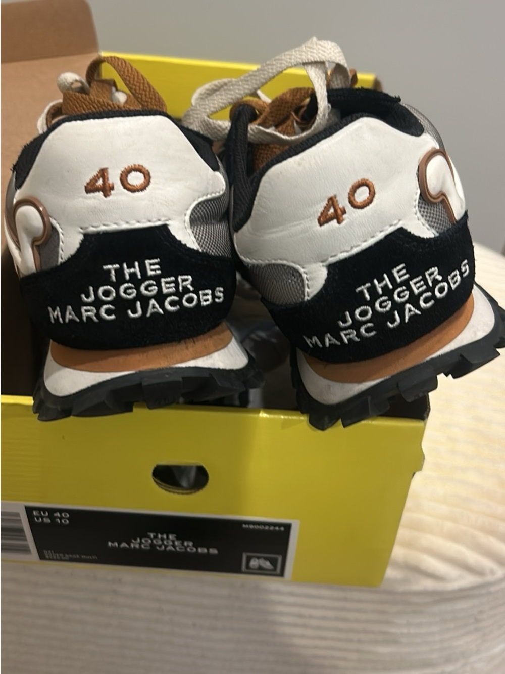 Marc Jacobs The Jogger Sneakers in White, Black & Brown